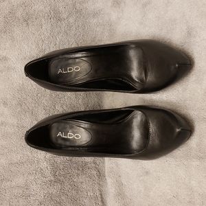 Black Leather Platform Heels